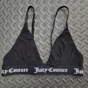 Juicy Couture Black Logo Band Bralette Size Medium Y2K